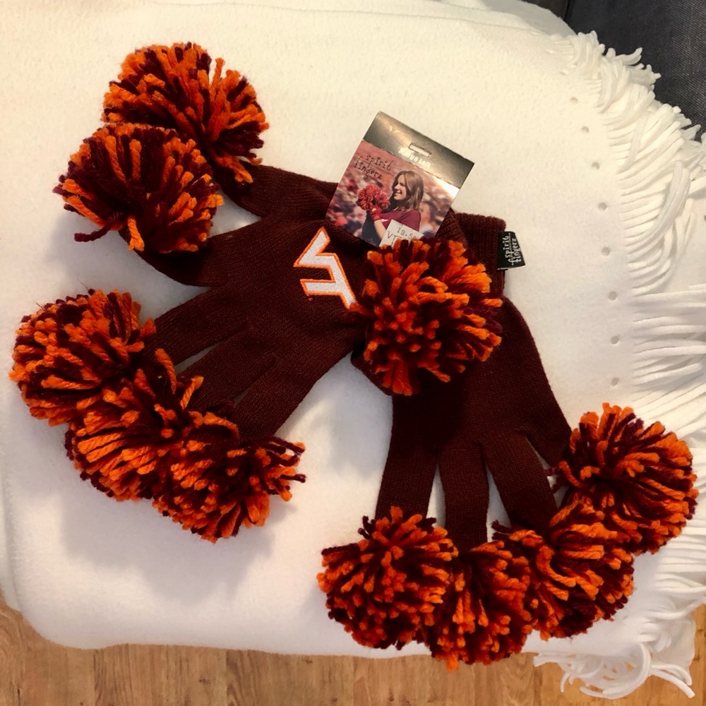 virginia tech spirit fingerz pom gloves VT Hokies